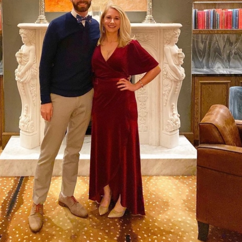 Nordstrom Leith Red Velvet Wrap Dress - S